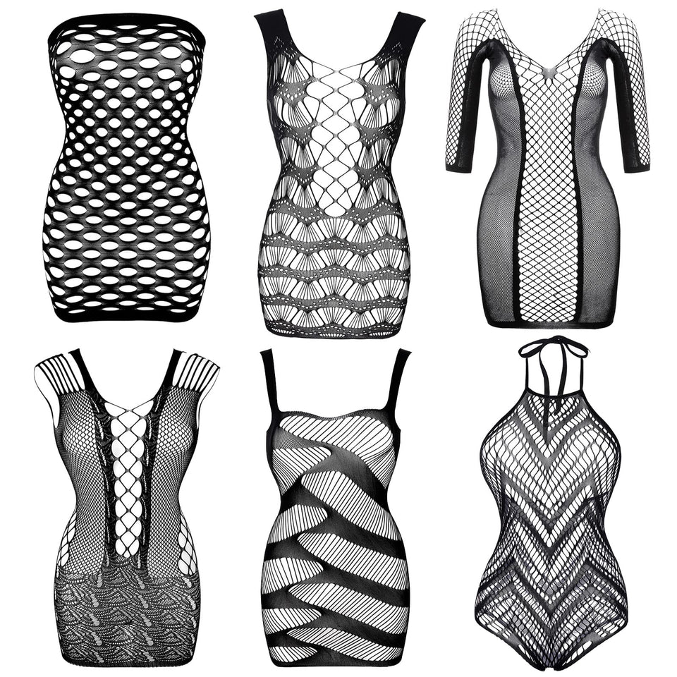 Womens Fishnet Lingerie Lace Fishnet Bodysuits Stockings Mesh Babydoll for Women