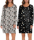 Ekouaer 2 Pack Long Sleeve Nightgowns for Women Cute Nightgown Womens Sleep Shirts