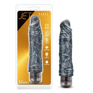 (D) Jet Sable Carbon Metallic Black Vibrating Dildo