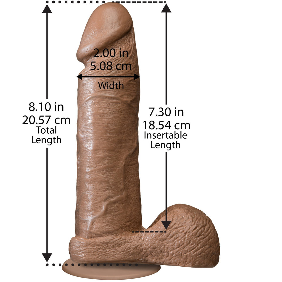 Doc Johnson The Realistic Cock With Removable Suction Cup  8 Inch  Fmachine And Harness Compatible Dildo  Caramel