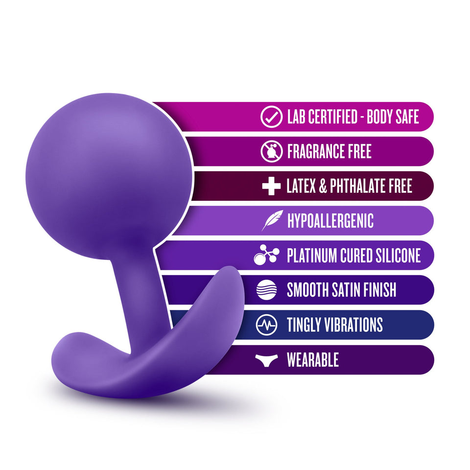 Blush Luxe - Satin Smooth Silicone Wearable Anal Hollow With Jiggle Ball Vibra Plug Sex Toy - Purple