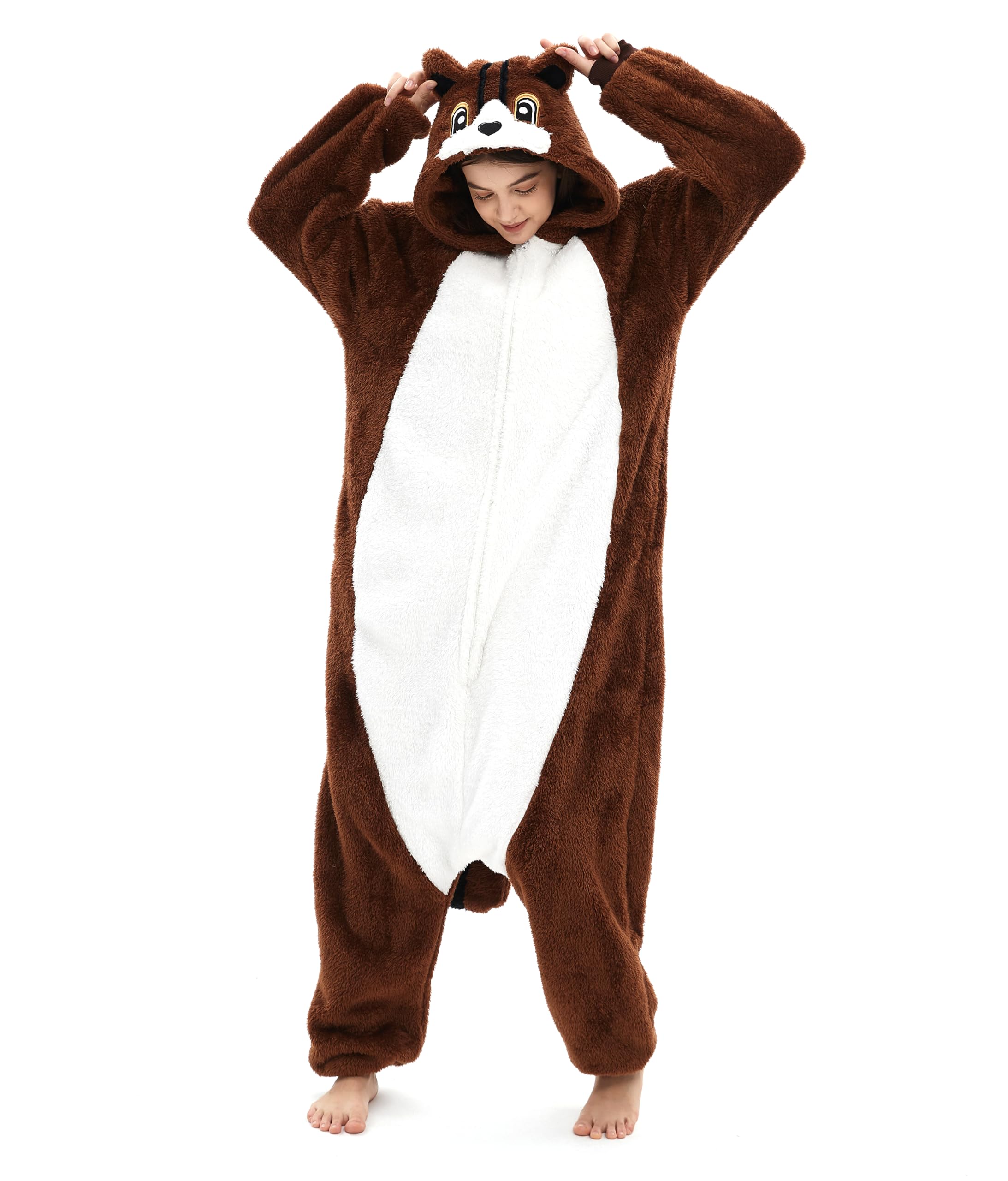 SAMGU Squirrel Onesie Costume Adult Halloween Cosplay One Piece Pajamas for Women and Men