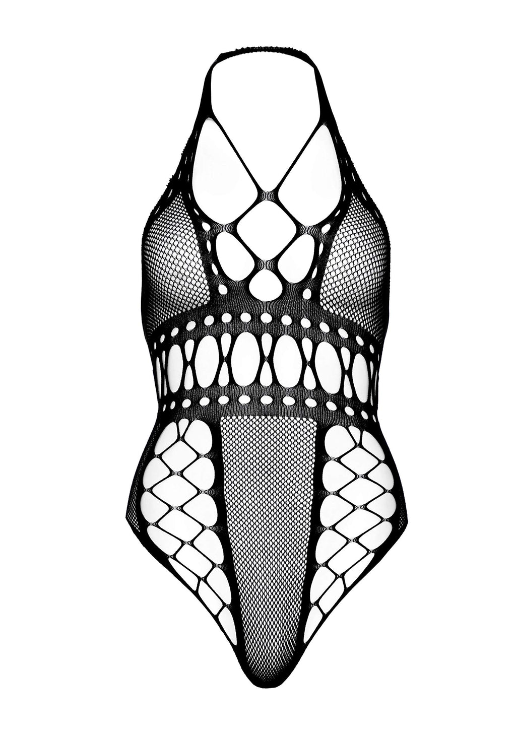 Multi Net Backless Thong Teddy - O/S / Black