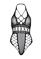Multi Net Backless Thong Teddy - O/S / Black