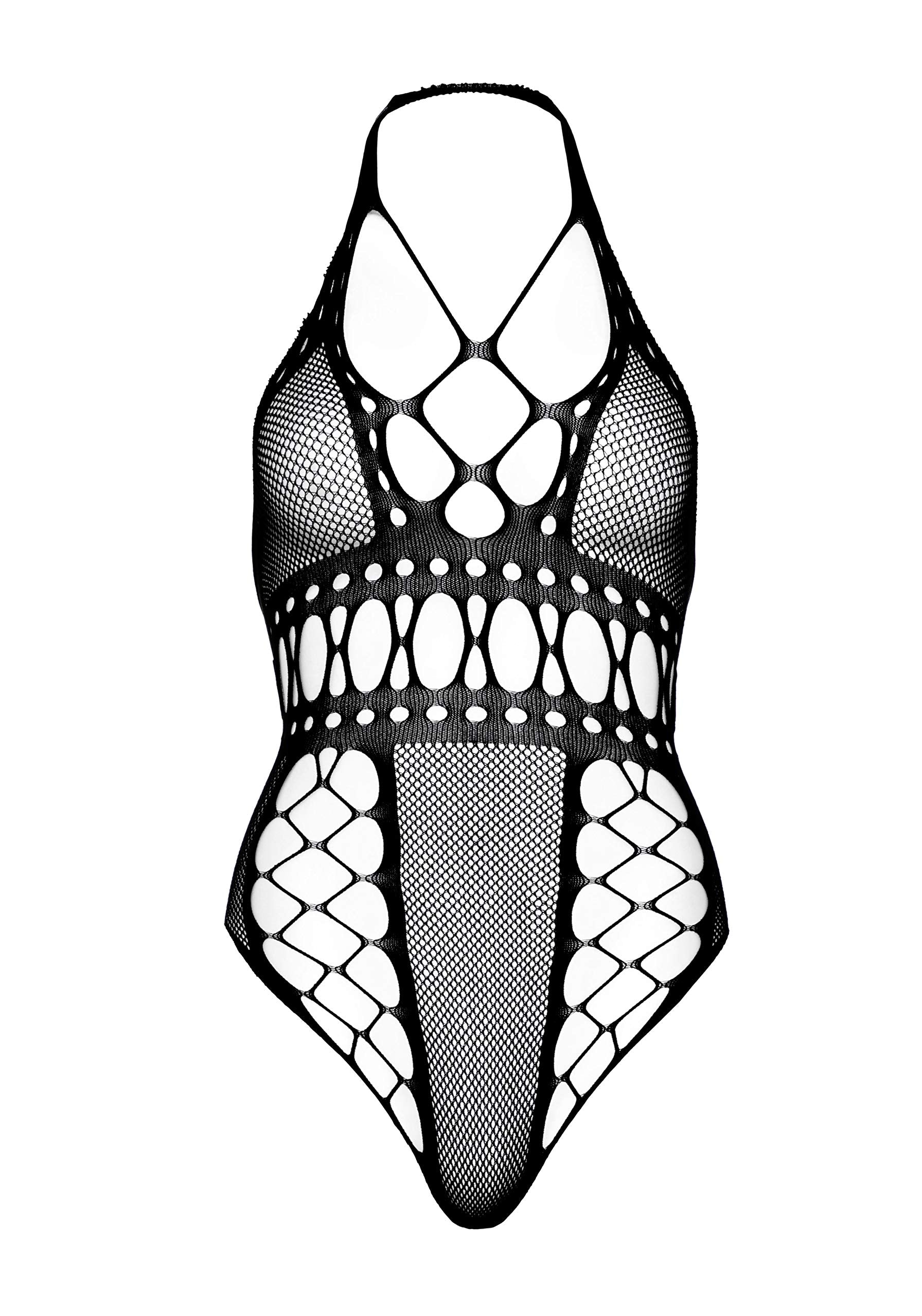 Multi Net Backless Thong Teddy - O/S / Black