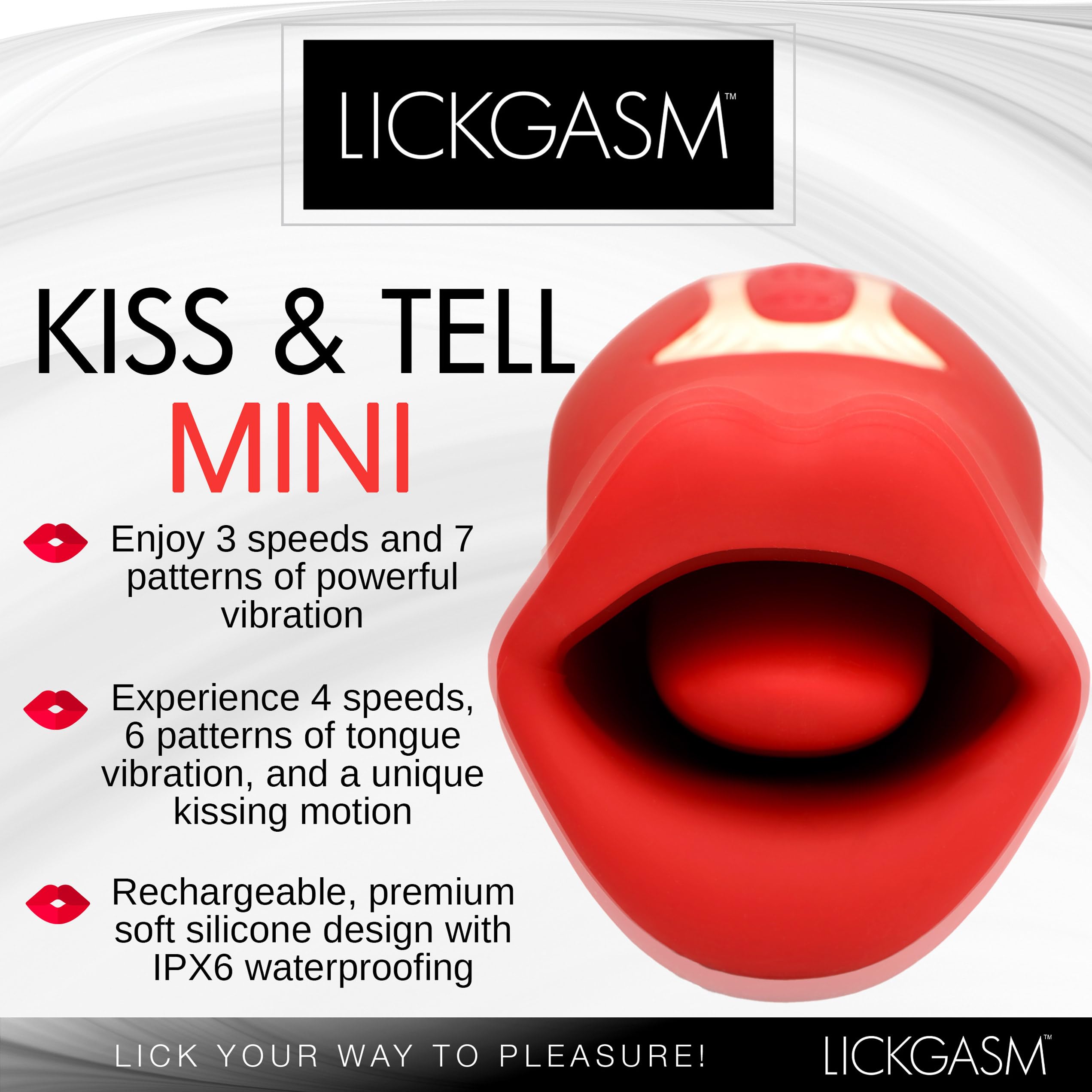 Lickgasm Kiss And Tell Mini Kissing And Vibrating  Clitoral Stimulator - Red