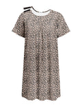 Deyeek Hospital Gowns for Women Tear Away Snap Open Back Dress Post Surgery Dresses Soft Adaptive Nightgown L Leopard