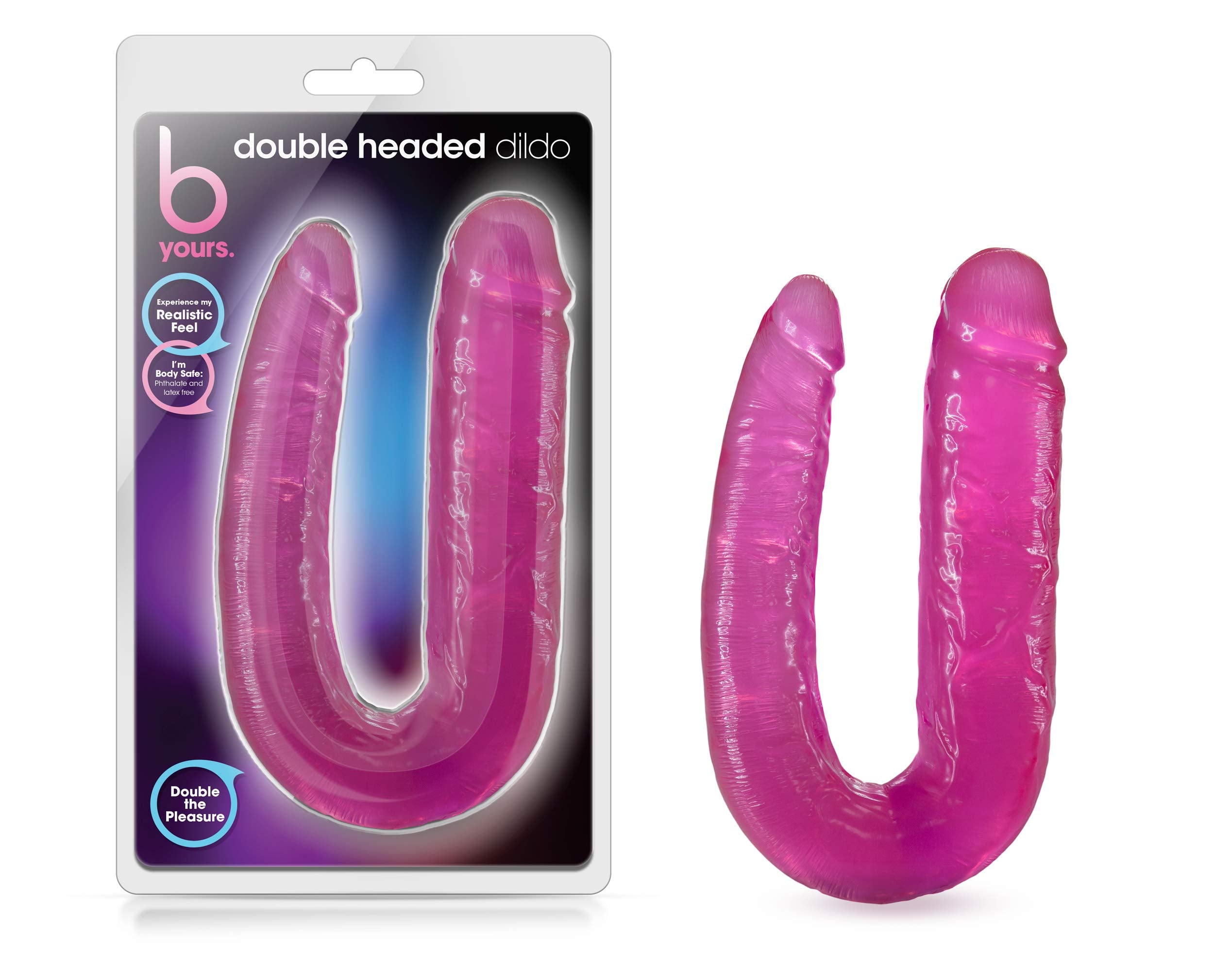 Blush Novelties B Yours Double Headed Realistic Dildo for Double Penetration, Sex Toys for Women, Sex Toys for Couples, Pink