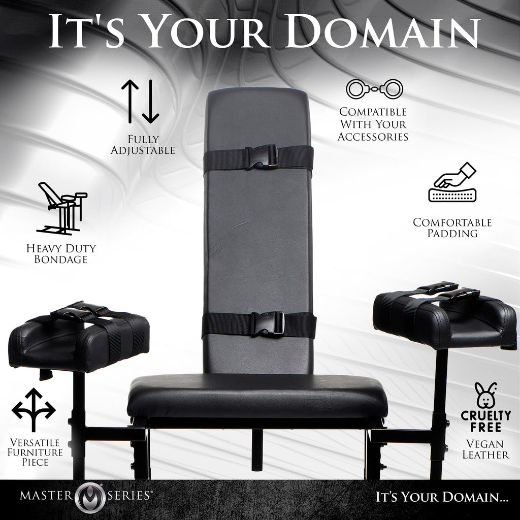 Master Series Adjustable Bondage Chair Sex Bench With Restraint Easy-Snap Straps. Bdsm Bench Kit For Men, Women And Adult Couple