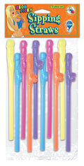 Pipedream Neon Dicky Sipping Straws 10-Pack, Assorted Colors