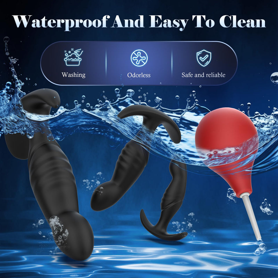 4PCS Anal Plug Adult Sex Toys, Silicone Butt Plug Set for Beginners, Advanced Users, Anal Dildo Training Kit Sex Toys for Man, W