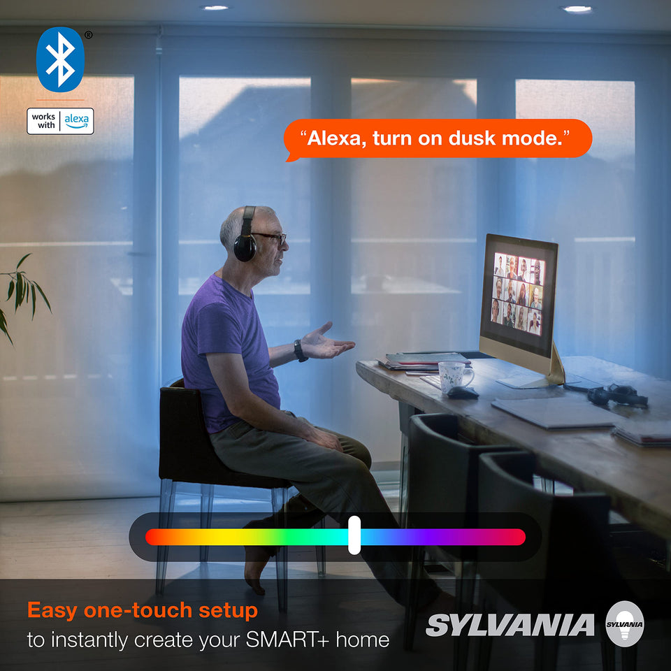 Sylvania Bluetooth Mesh Led Smart Light Bulb, One Touch Set Up, Br30 65W Replacement, E26, Rgbw Full Color & Adjustable White, W