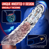 Penis Sleeve Vibrating Cock Sleeve, Penis Extension Reusable with Clitoral Stimulator, Soft Graininess Shaped Penis Extender, Pe