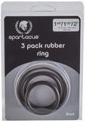 Spartacus Rubber Cock Ring, Black, 3-Pack
