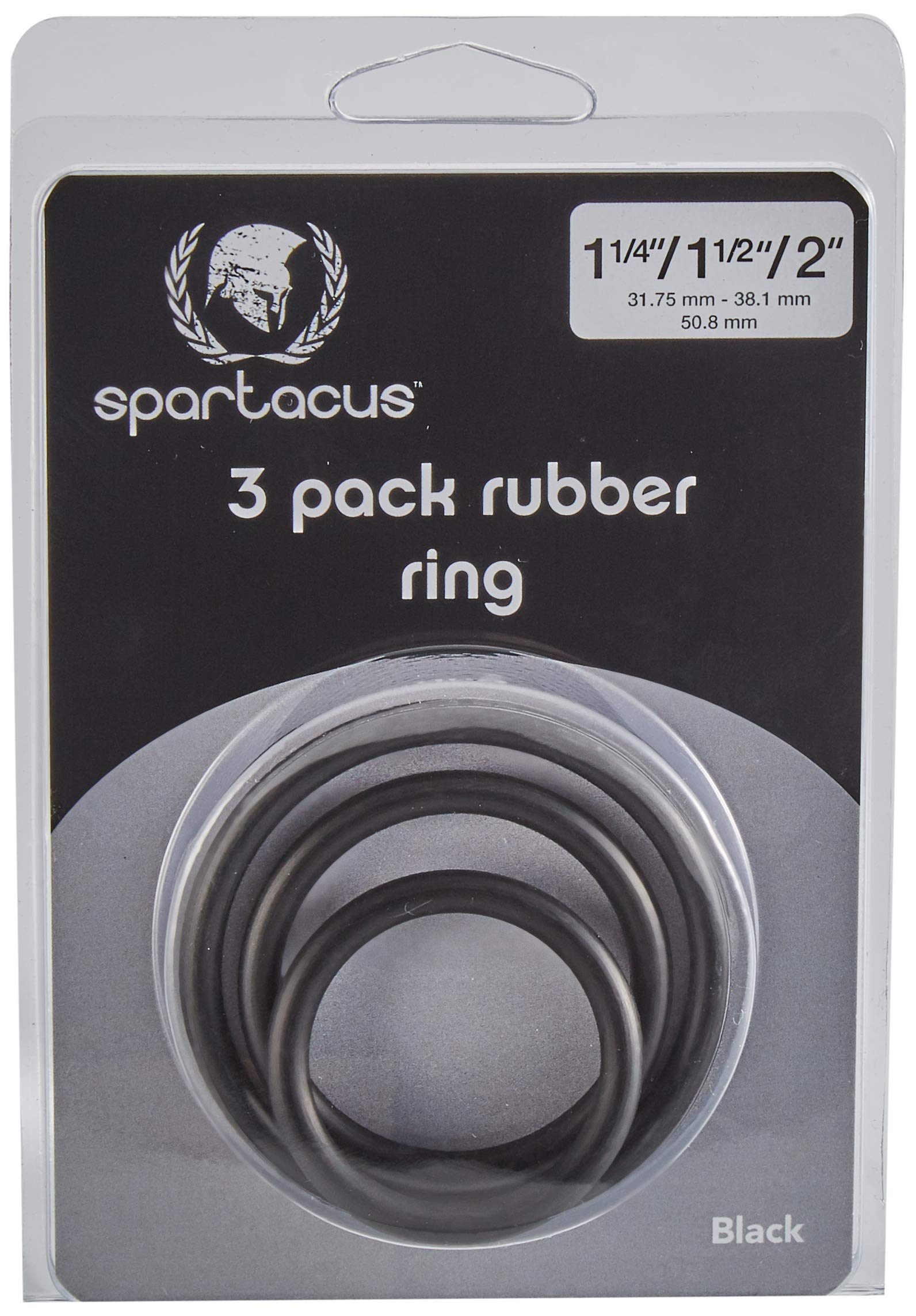 Spartacus Rubber Cock Ring, Black, 3-Pack