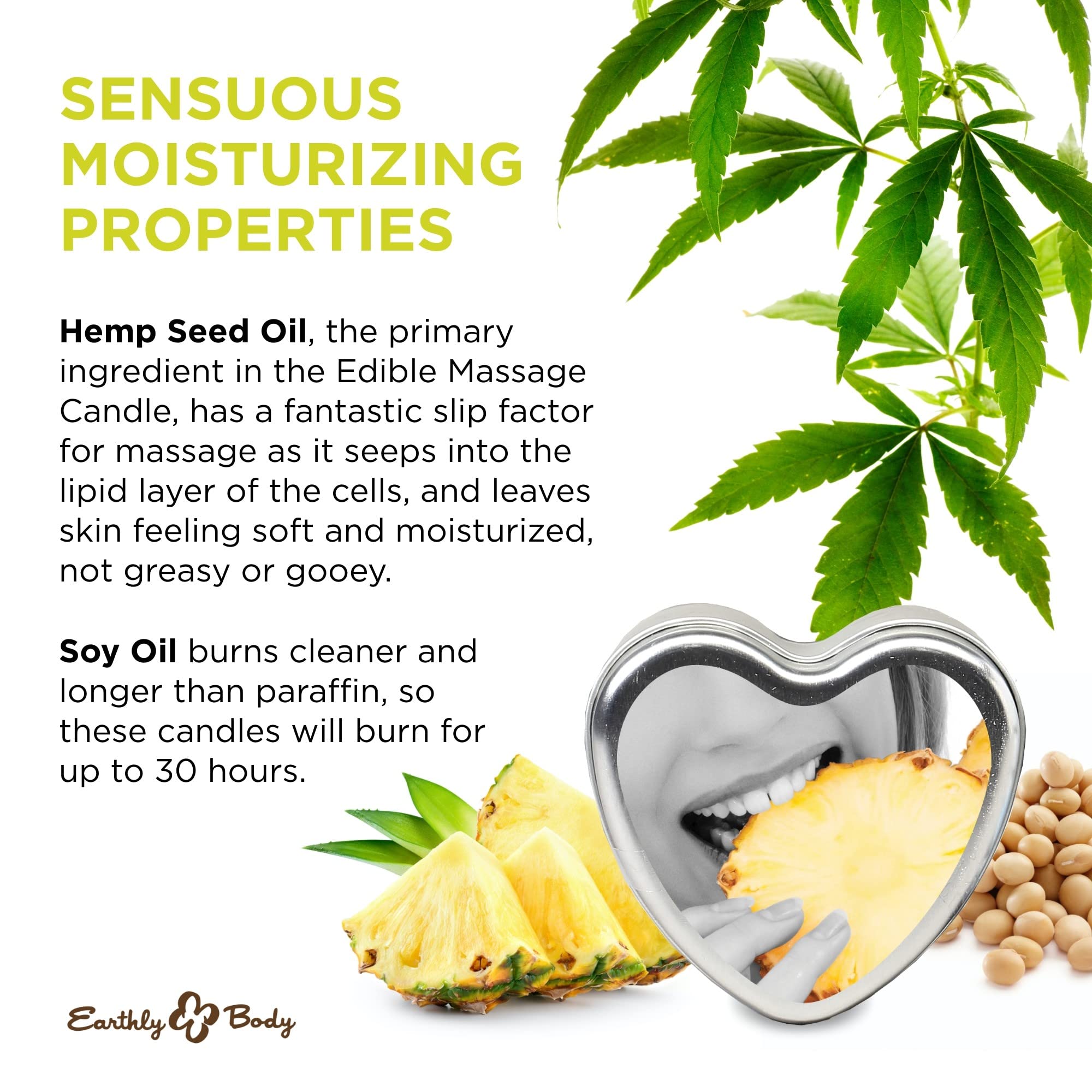 Candle 3-In-1 Heart Edible Pineapple Breeze 4.7 Oz