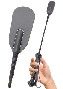 DERINODEM Spanking Crop for Sex Play BDSM Adult Small Leather Paddle Spank Fetish Toys 18''