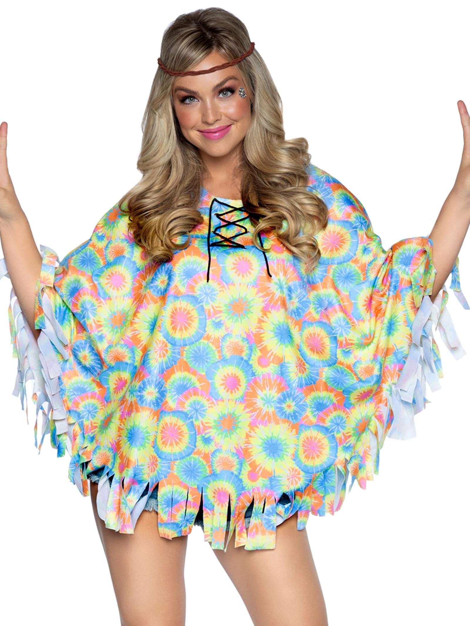 2 Pc Hippie Poncho, Includes F - O/S / Multicolor