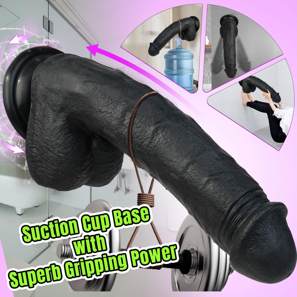 Sex Toys Realistic Huge Dildo - 10.8 Inch Thick Black Dildos with Strong Suction Cup, Coocfan Lifelike Silicone Big Giant Plug f
