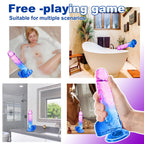 Realistic Dildo Clear Silicone 7.8 '' Blue-Purple Gradient Dildo with Strong Suction Cup for Women Hand Free Play Flexible Soft