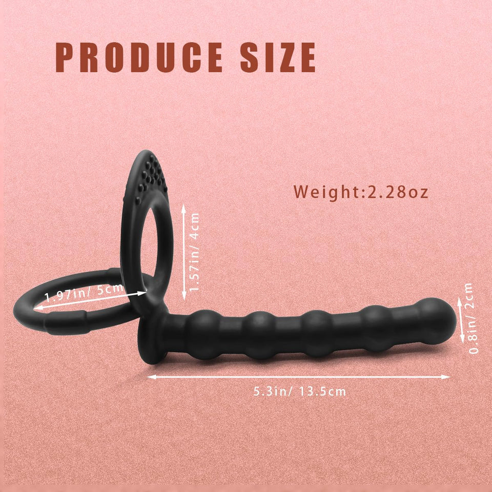 Silicone Anal Plug With Penis Ring,Anal Beads With Cock Ring,Anal Sex Toys,Anal Toys For Men,Women And Beginners,Sex Toy For Vag