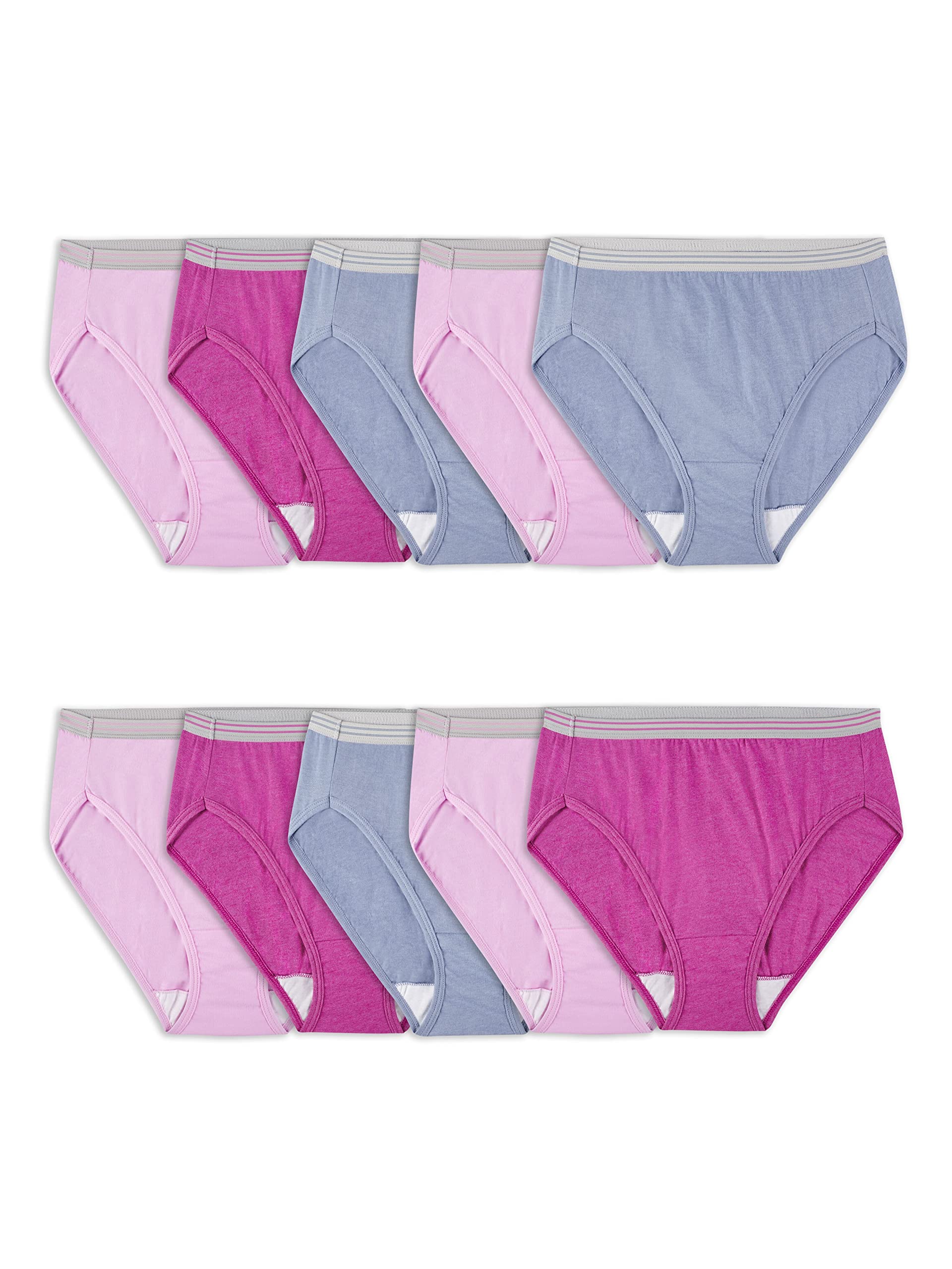 Fruit of the Loom Womens Eversoft Cotton Brief Underwear, Tag Free & Breathable, Available in Plus Size, 10 Pack-Colors May Var