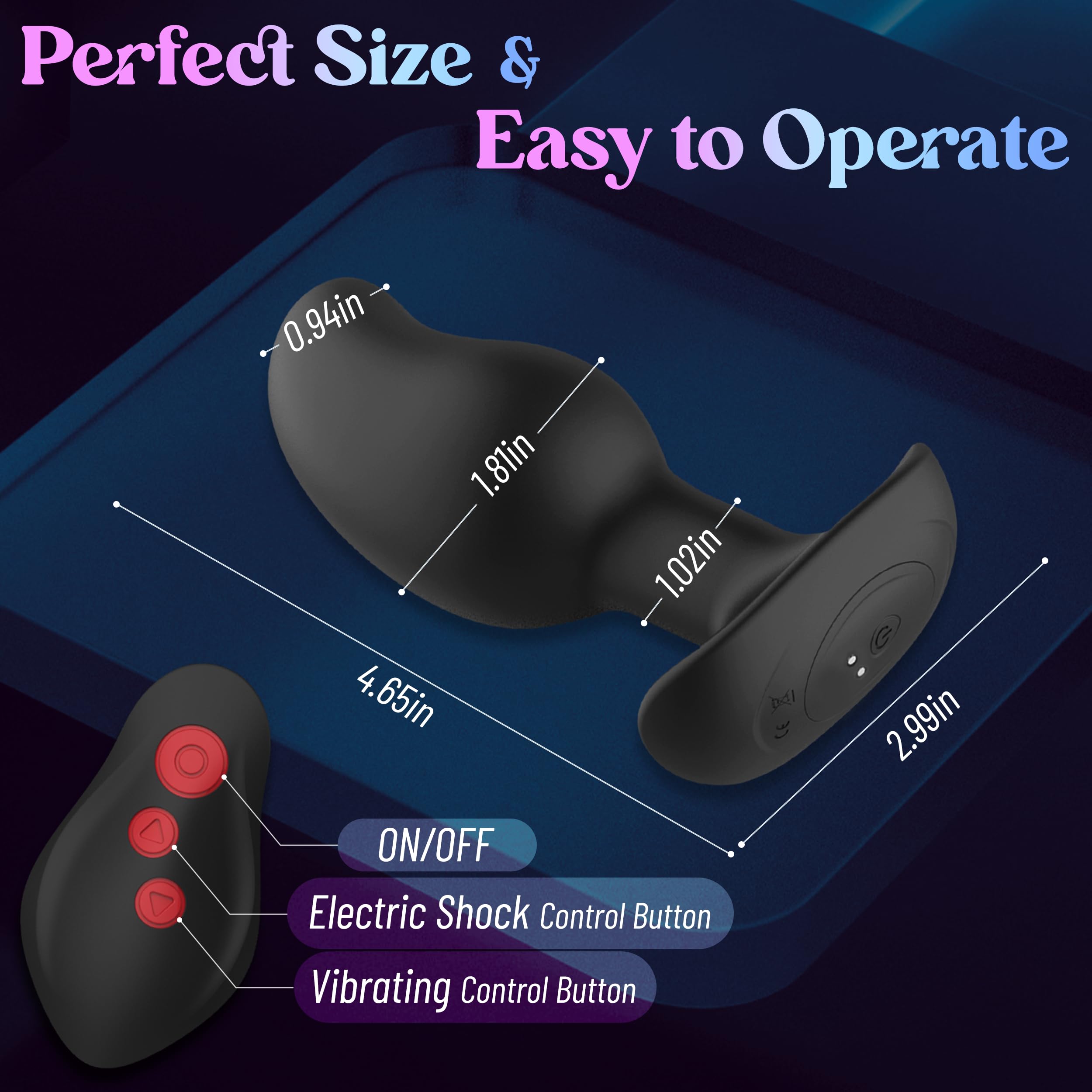 Vibrating Butt Plug Large Prostate Massager, Estim Anal Plug Male Anal Sex Toys, 8 Electric Shock & Vibrating Anal Dildo Vibrato