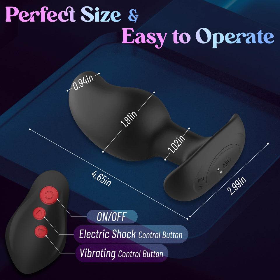 Vibrating Butt Plug Large Prostate Massager, Estim Anal Plug Male Anal Sex Toys, 8 Electric Shock & Vibrating Anal Dildo Vibrato