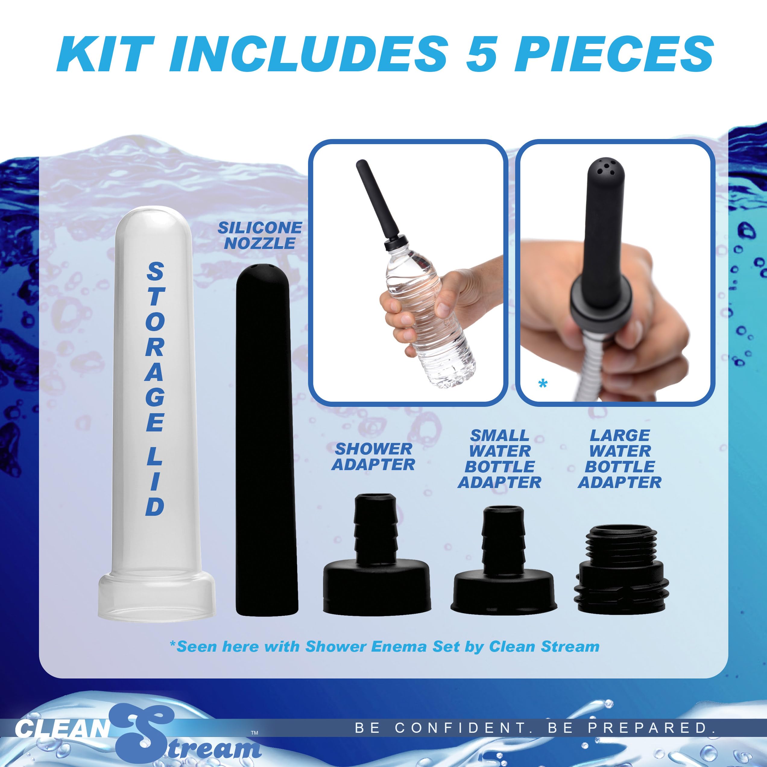 Cleanstream Travel Enema Set 5 Pc Water Bottle Adapter Kit