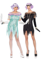2 Pc Foxtrot Flirt Costume, Includes Fringe Trimmed Sequin Dress With Zigzag Hem And Sequin Headband