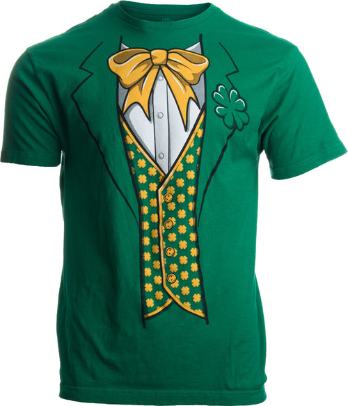 Ann Arbor T-shirt Co. Leprechaun Tuxedo | Funny St. Patricks Day Irish Paddy Costume for Adult Men T-Shirt - Green, Medium