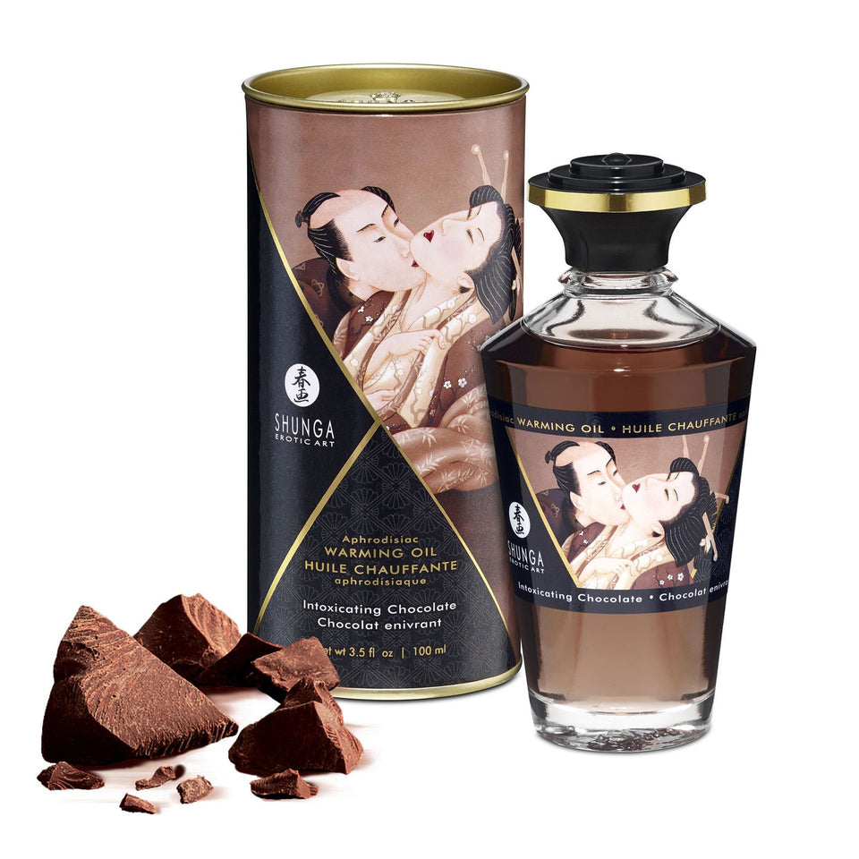 Shunga Warming Massage Oil, Chocolate, 3.5 Fluid Ounce
