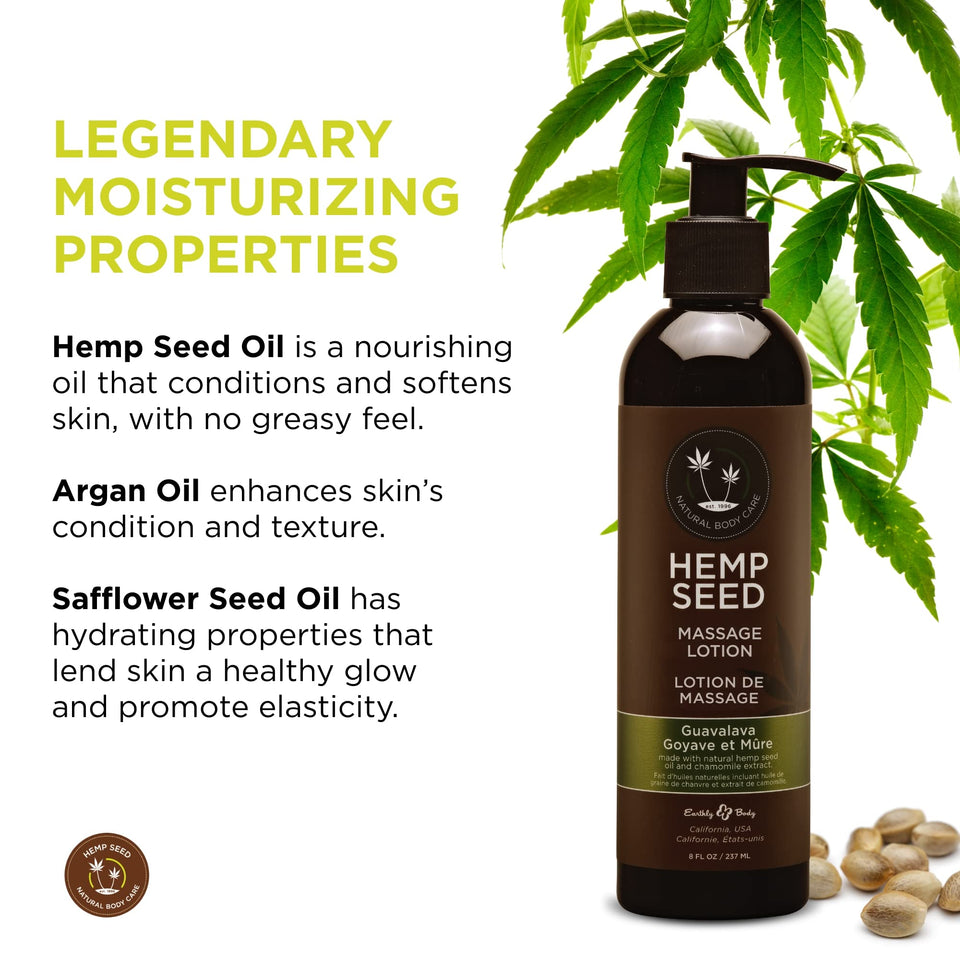 Hemp Seed Massage Lotion  Guavalava  8 Fl Oz