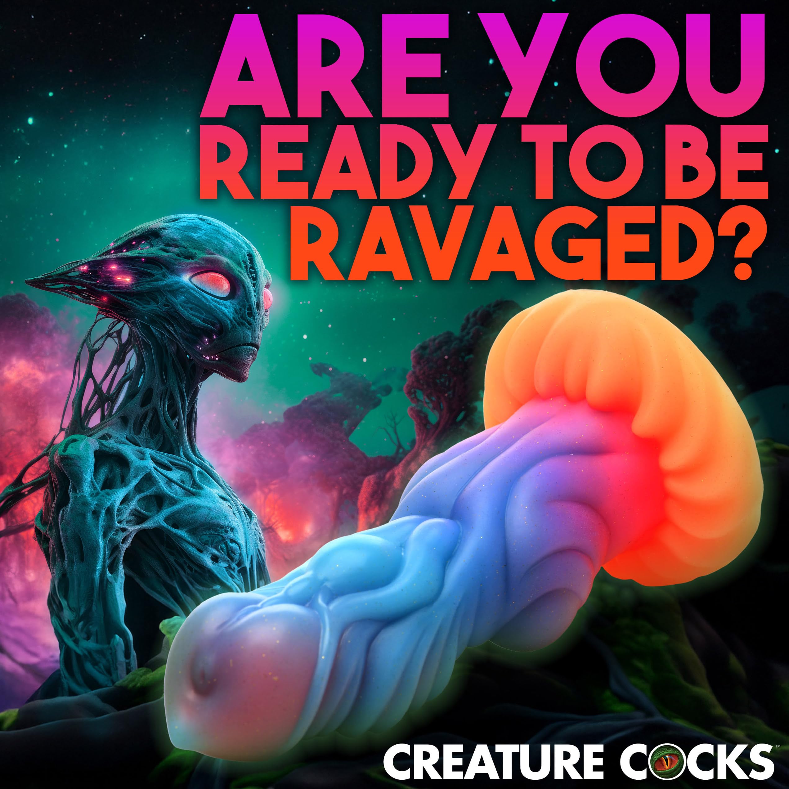 Creature Cocks Alien Invader Glow In The Dark Dildo
