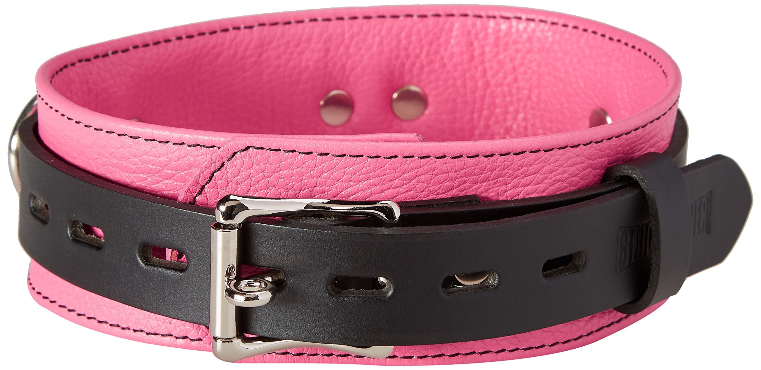 Strict Leather Deluxe Locking Pink and Black Collar