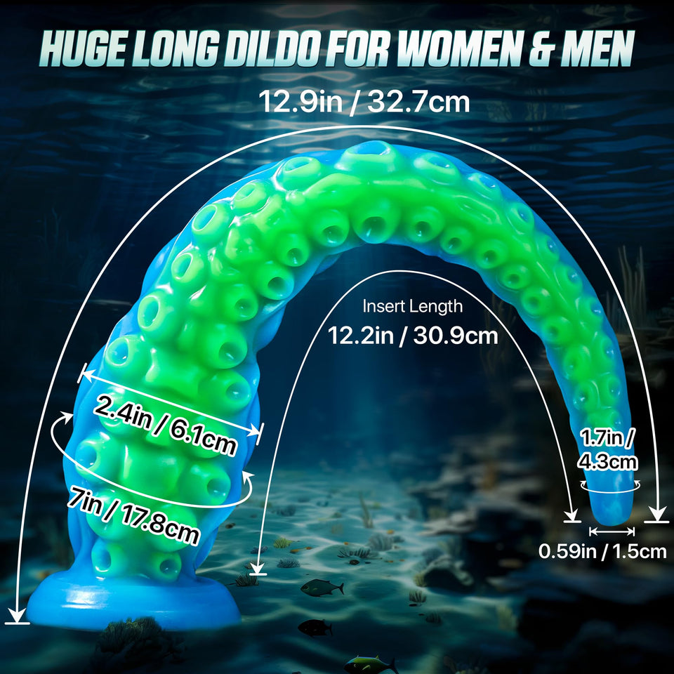Luminous Tentacle Dildo Sex Toy - 12.9'' Anal Dildos Adult Toy, Strong Suction Cup Dildo Anal Sex Toys for C U G-Spot Stimulatio