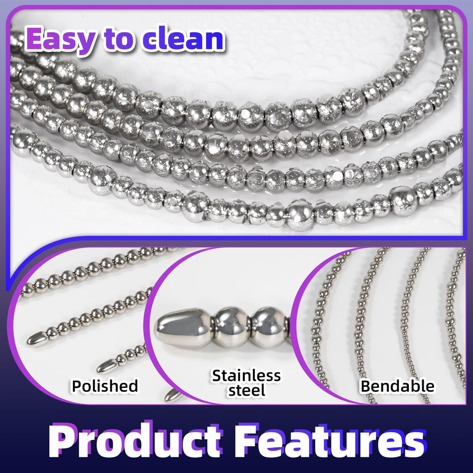 Kutocesy Double Head Stainless Steel Penis Plug Extra Long Pull Bead Urethral Dilator Double Urethra Toys Male Masturbation Sex