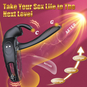 Vibrating Cock Ring Sex Toys for Couples Men - Vibrator Penis Sleeve with Rabbit Clitoris Vibrators, Adult Toy Penis Ring Cock S