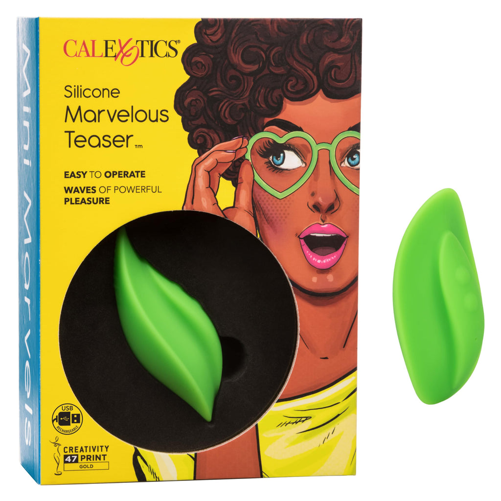 Calexotics Mini Marvels Marvelous Teaser - Silicone Waterproof Compact Massager Vibrator - 10 Function Rechargeable Vibe - Adult