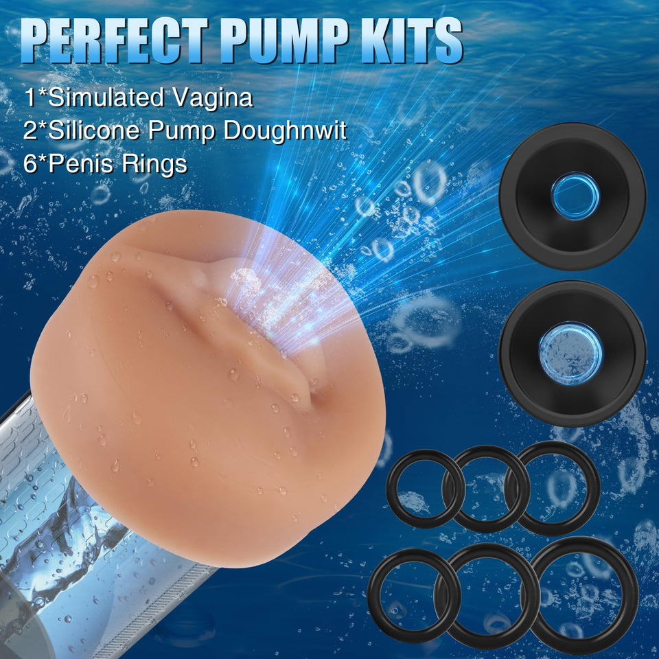 Electric Penis Pump, Adult Sex Toys Dick Enlarger for Men Erection, Air Water Extender with 4 Training Pressure and 3 Suction Mo