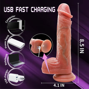 Thrusting Dildo Female Sex Toy,G-Spot Vibrator Anal Clitoral Stimulator with 10 Thrusting & 10 Vibration,Silicone Dildo with Rem