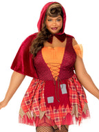2 Pc Salem Sweetie, Includes Lace Up Patchwork Peasant Dress With Tattered Garter Skirt And Collared Caplet With Pointed Hood.