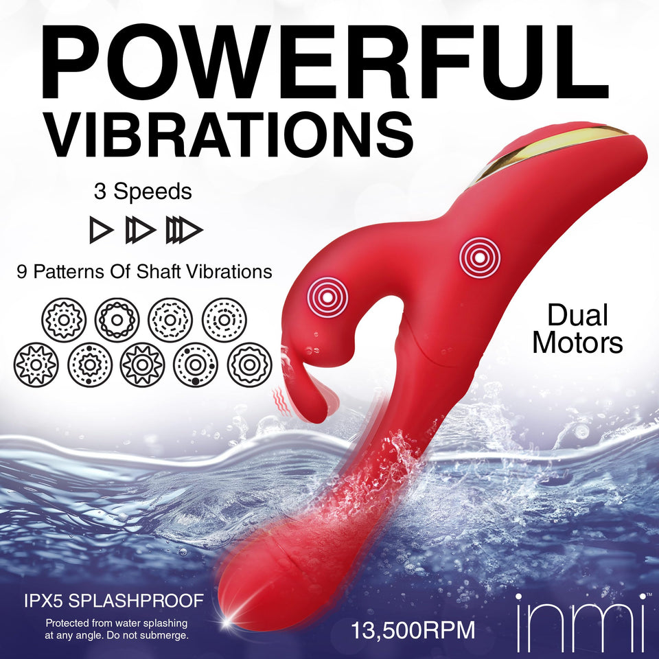 Rabbit Flick Flicking Silicone Rabbit Vibrator -  Red