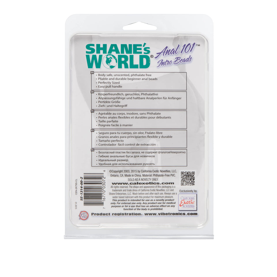California Exotics Shanes World Anal 101 Intro Beads Clear