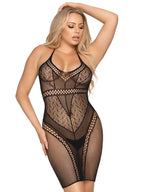 Multi Net Halter Mini Dress. - O/S / Black