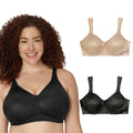 Playtex Womens 18-Hour Ultimate Lift Wireless Full-Coverage Bra, Single, Nude/Black, 2-Pack