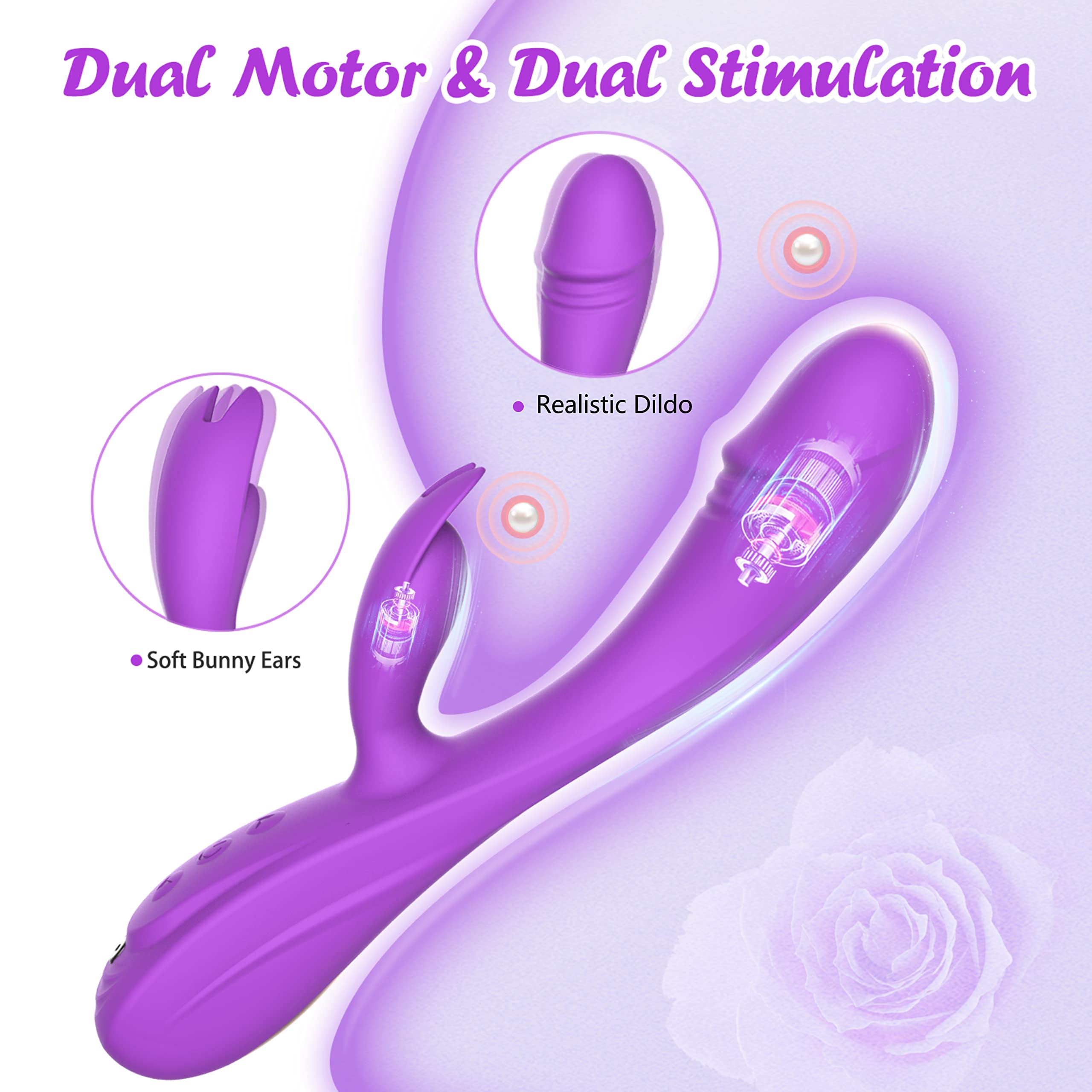 Rabbit G Spot Vibrator Sex Toys, 7 * 7 Vibrating Modes 8.4'' Couple Realistic Vibrators Anal Dildo Wand Adult Toys, Adult Sex To