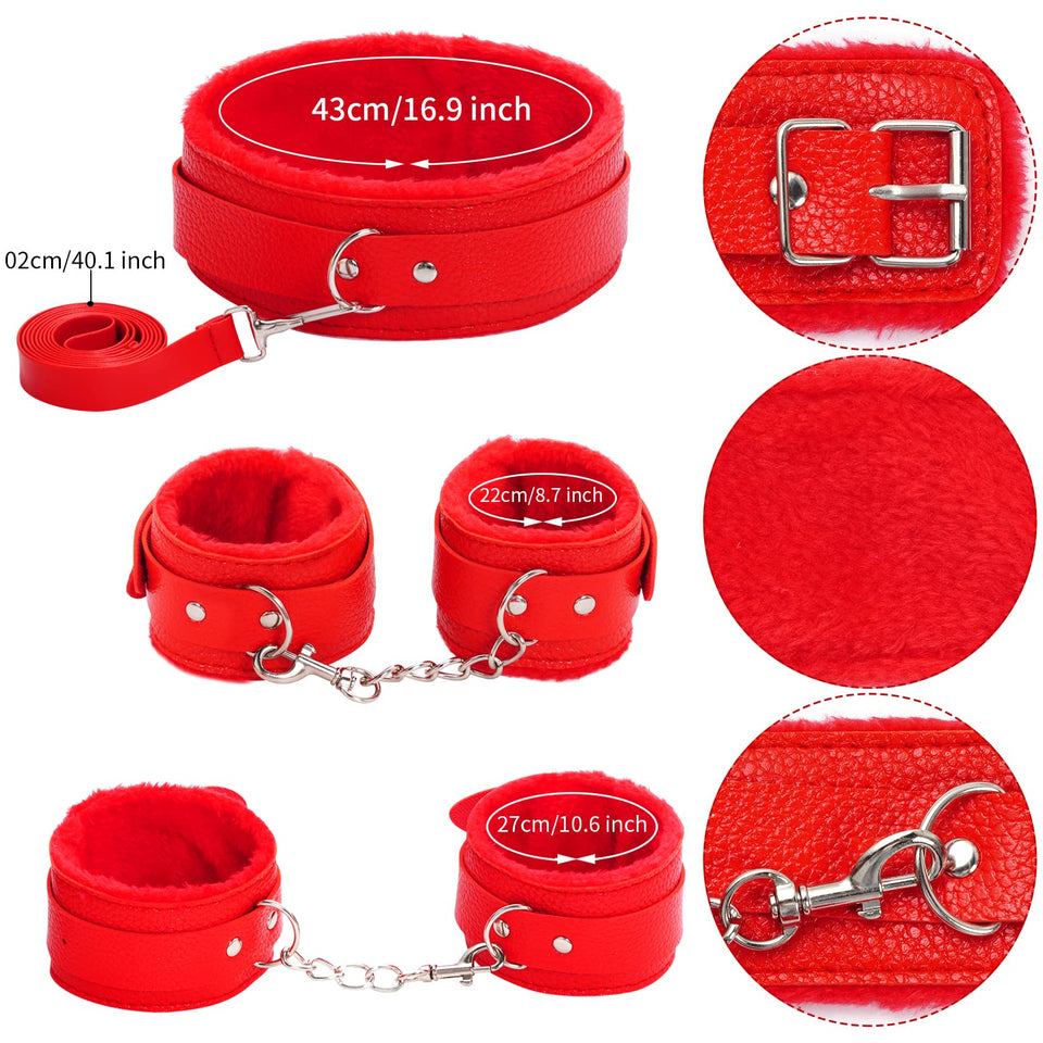15Pcs Bondage Restraints Sex Toys Adult Games Kit SM Fetish Bed Restraints Set for Beginners Cuffs Blindfold Spanking Nipple Cla