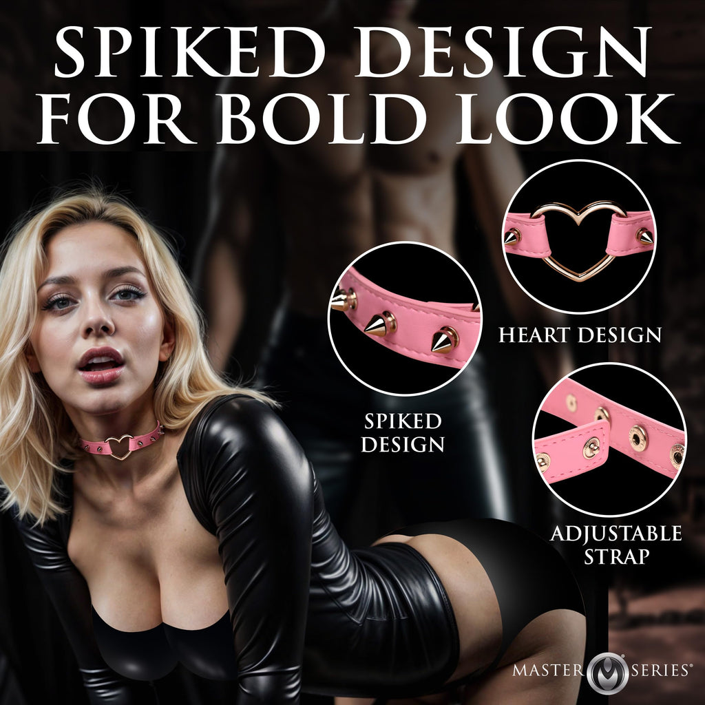 Master Series Spiked Heart Choker Pink