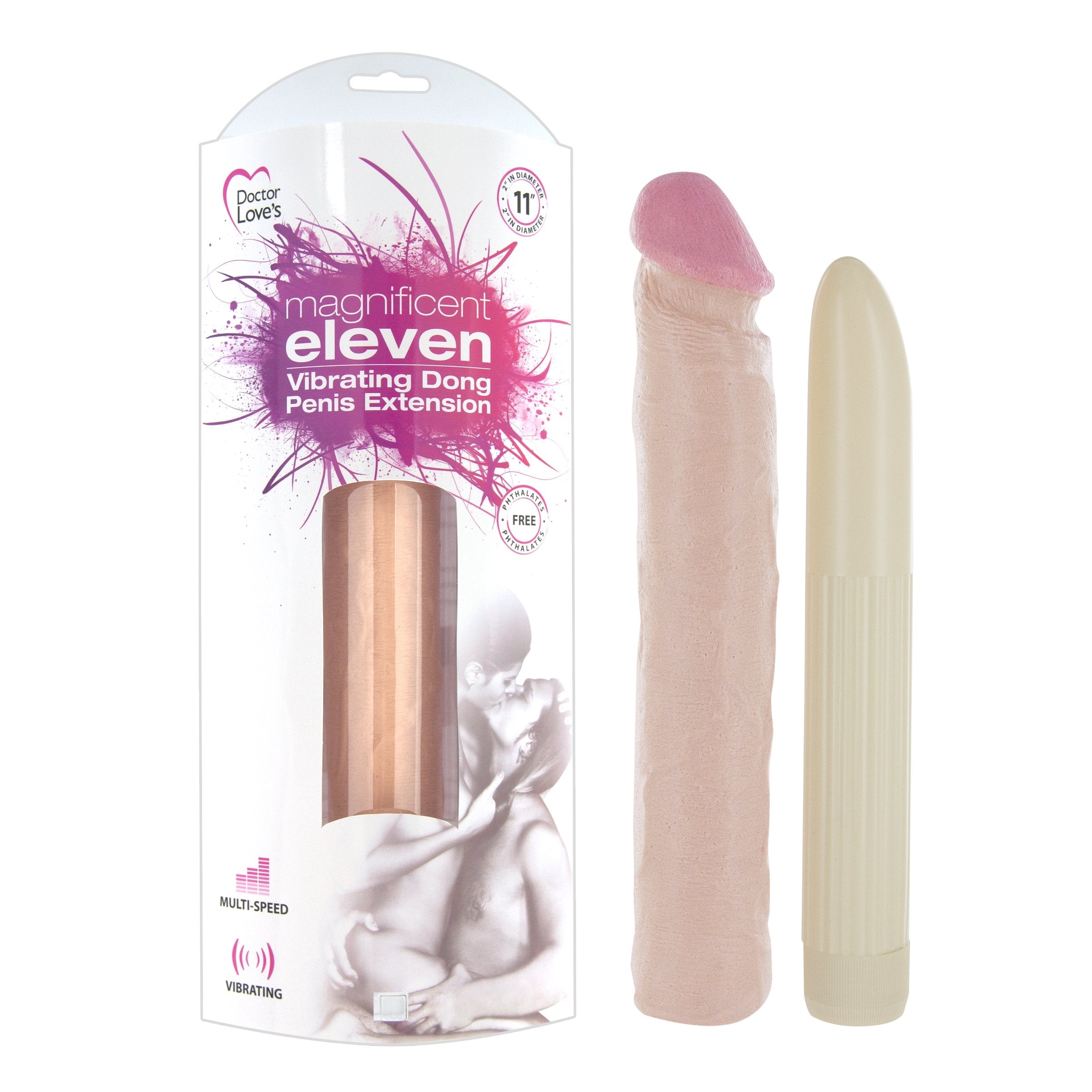 Doctor Love'S Vibrating Magnificent Eleven Vibrating Dong Penis Extension, 11''X 2'' Diameter